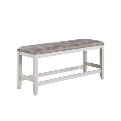 Richland 6-Piece Wood Dining Set w Bench in Stonewash Gray