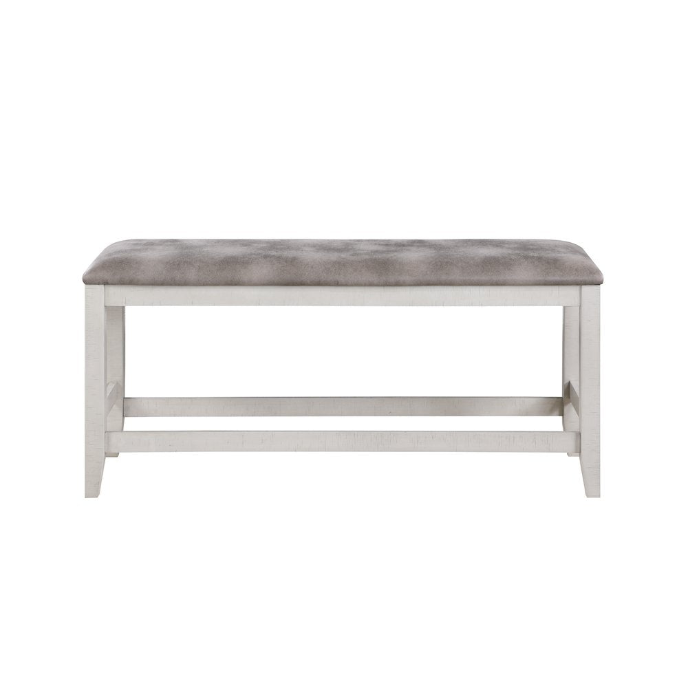 Richland 6-Piece Wood Dining Set w Bench in Stonewash Gray