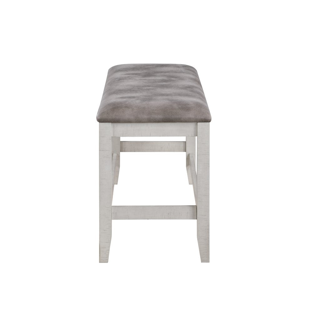 Richland 6-Piece Wood Dining Set w Bench in Stonewash Gray