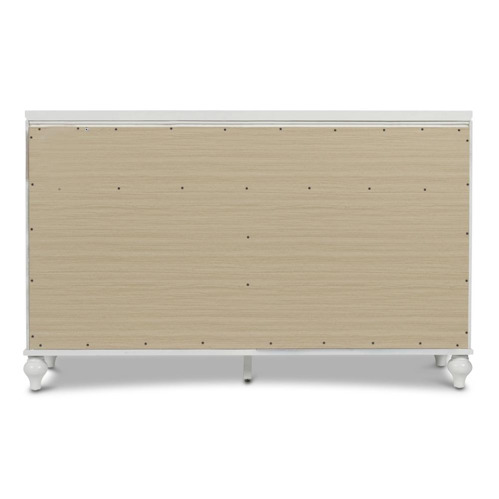 Furniture Valentine Solid Wood Dresser with 9 Drawers in White
