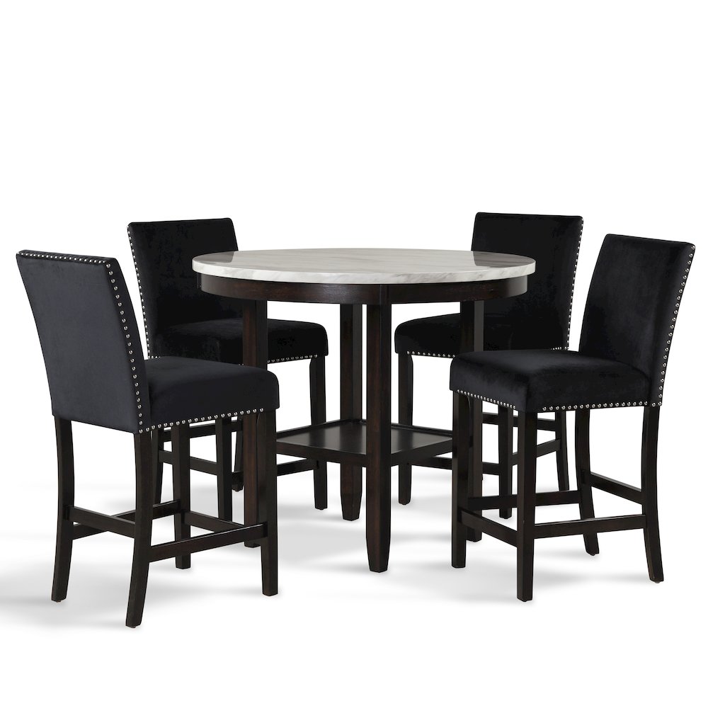 Celeste 5-Piece Wood Round Counter Dining Set in Black