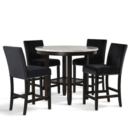 Celeste 5-Piece Wood Round Counter Dining Set in Black