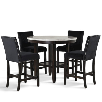 Celeste 5-Piece Wood Round Counter Dining Set in Black