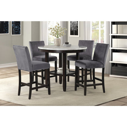 Celeste 5-Piece Wood Round Counter Dining Set in Gray