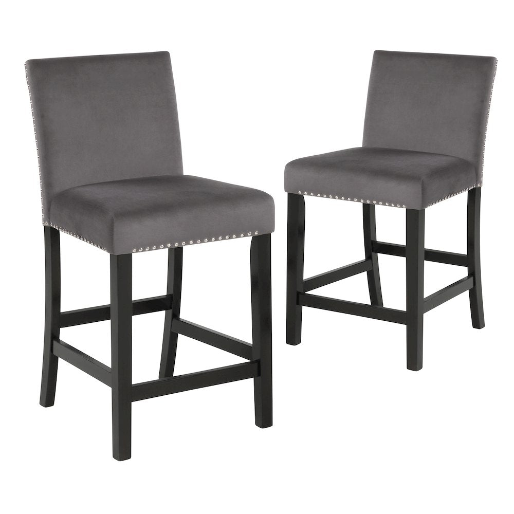Celeste 5-Piece Wood Round Counter Dining Set in Gray