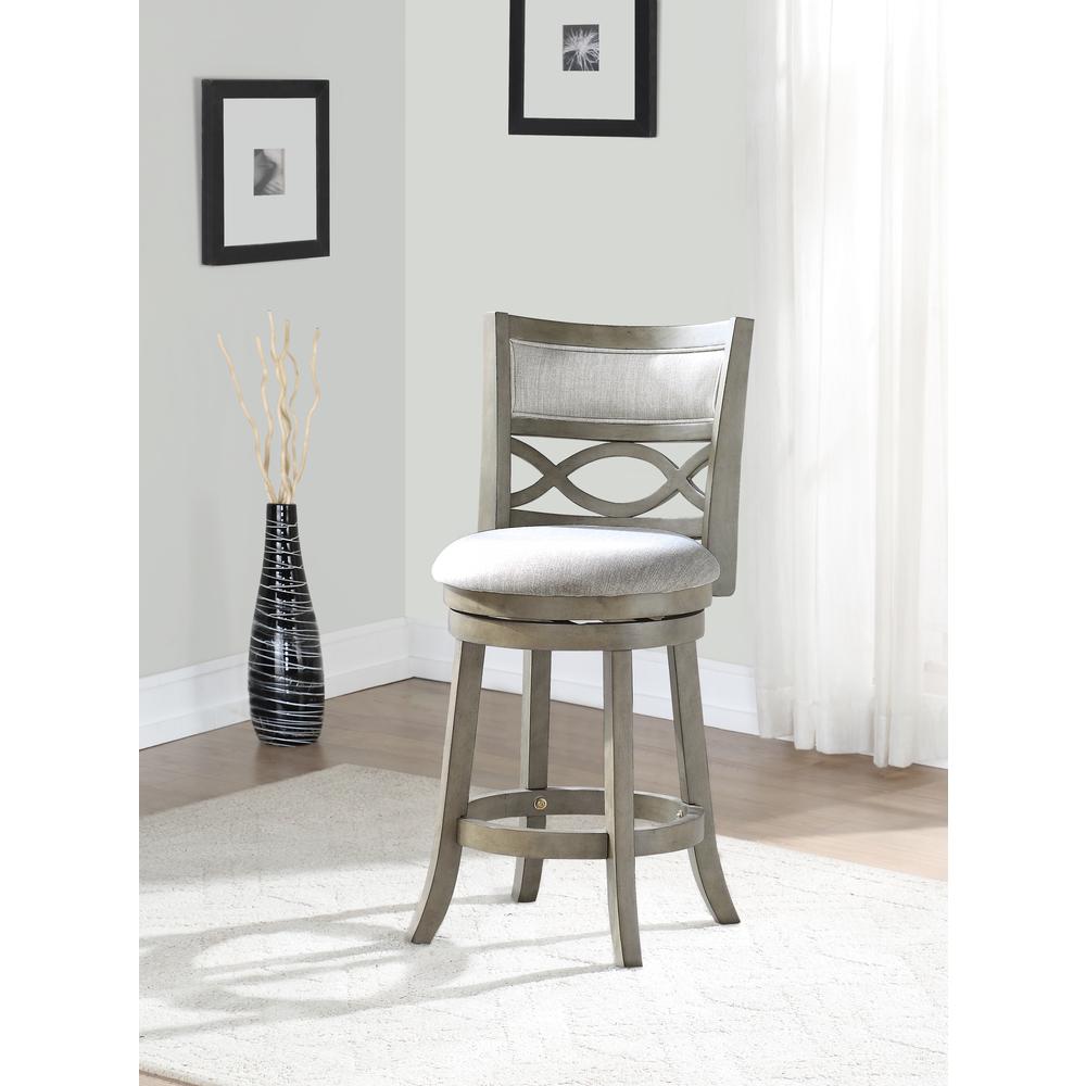 Manchester 24" Solid Wood Counter Stool with Fabric Seat in Ant Gray