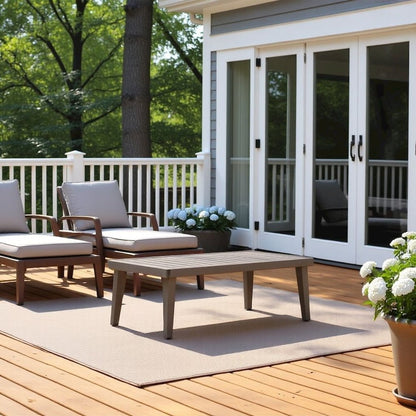 Brown Metal Outdoor Coffee Table, Rectangular Patio Coffee Table