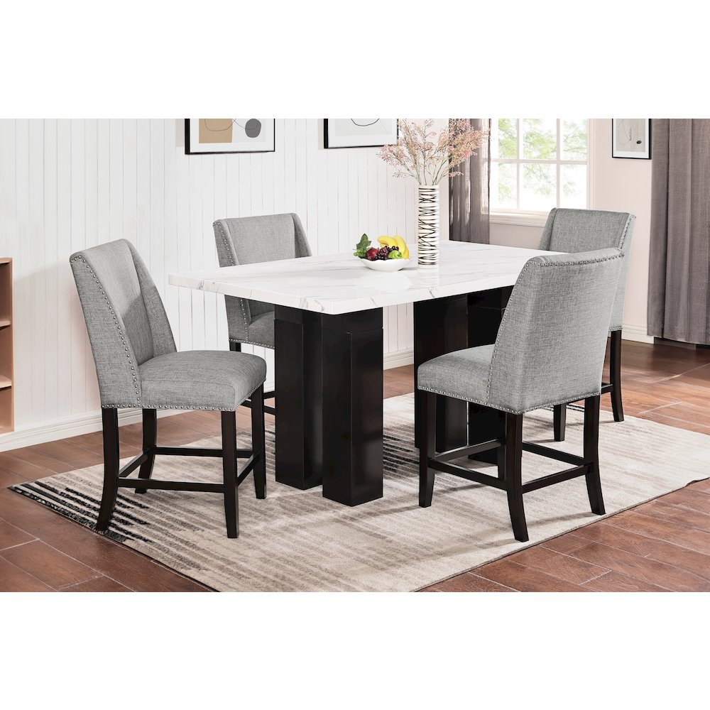 Faust 5-Piece Wood Adjustable Counter Table Set in Gray