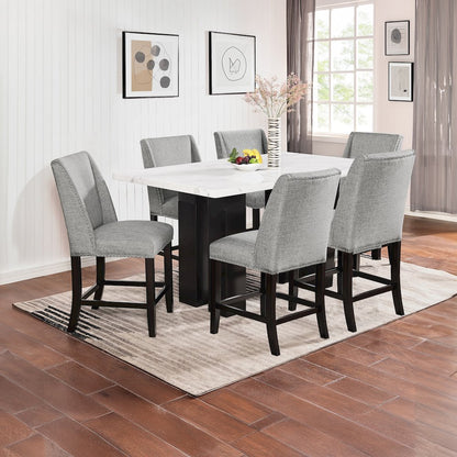 Faust 7-Piece Wood Adjustable Counter Table Set in Gray