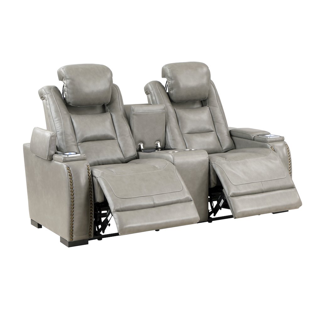 Breckenridge Console Loveseat W/ Pwr Fr & Hr-Lt Gray