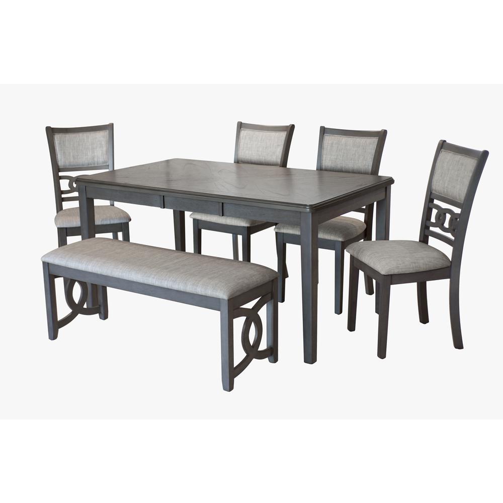 Gia 5-Piece 60" Wood Rectangle Dining Set with 4 Chairs in Gray