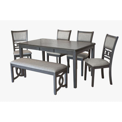 Gia 5-Piece 60" Wood Rectangle Dining Set with 4 Chairs in Gray