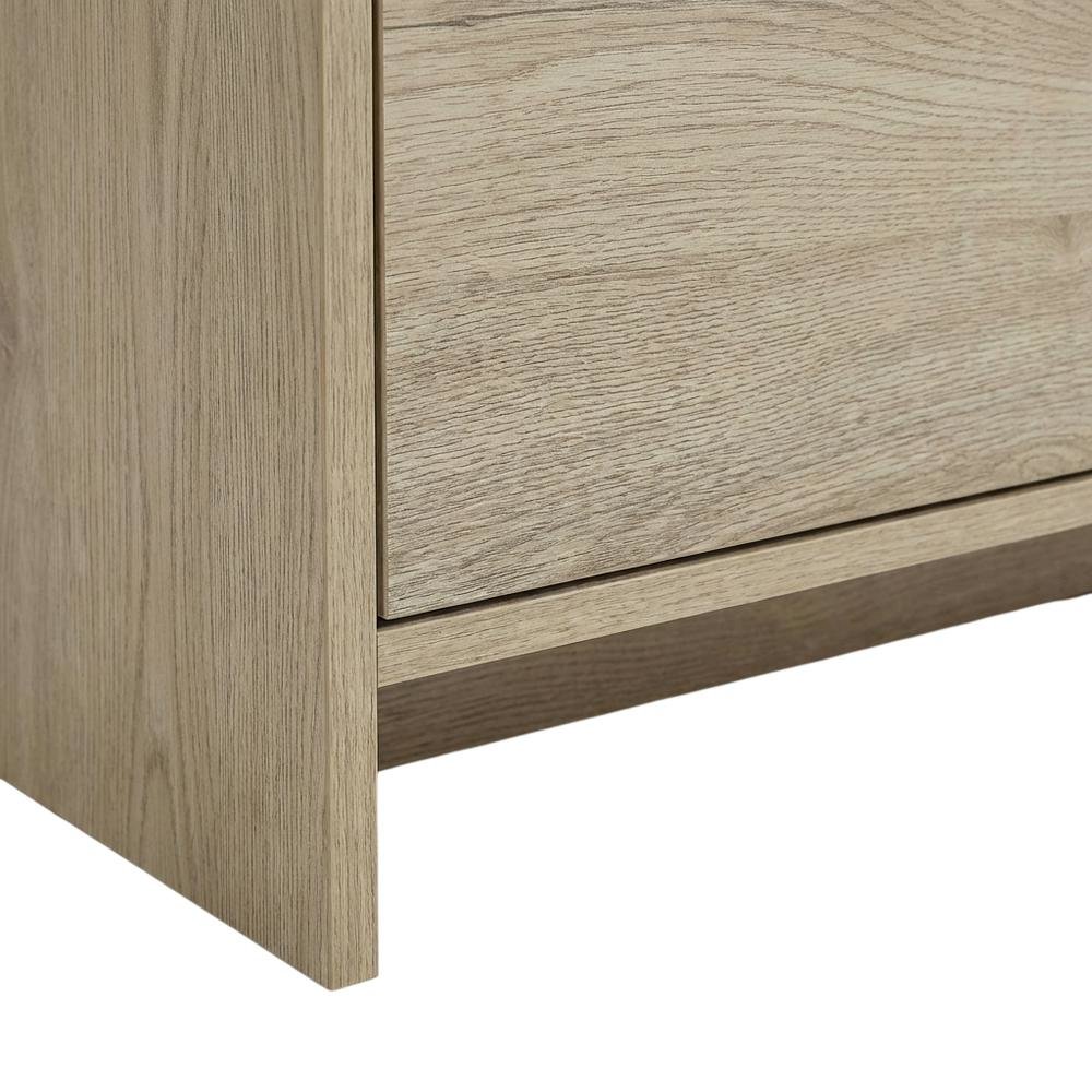 Beige Wood TV Stand with Rubberwood Solids and Walnut Veneers for Living Room