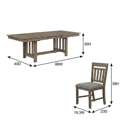 Solid Wood Dining Table with Leaf and Chairs for Dining Room Set, Brown