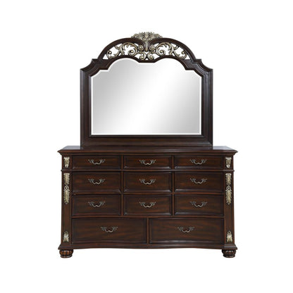 Maximus 5-PC King Wood Bedroom Set  2 Nightstands in Madeira Brown
