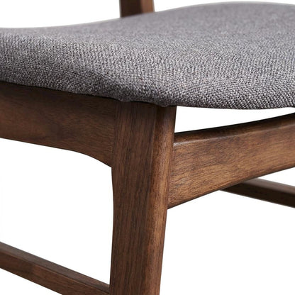 Solid Wood Upholstered Dining Chairs, Dark Gray, Set of 6