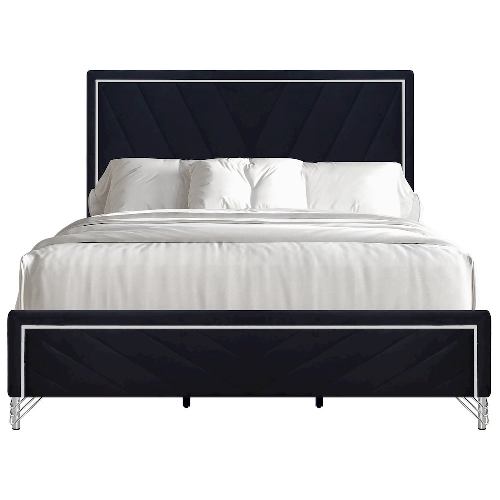 Ava 5-Pc Wood King Bedroom Set with Ns in Ebony Black