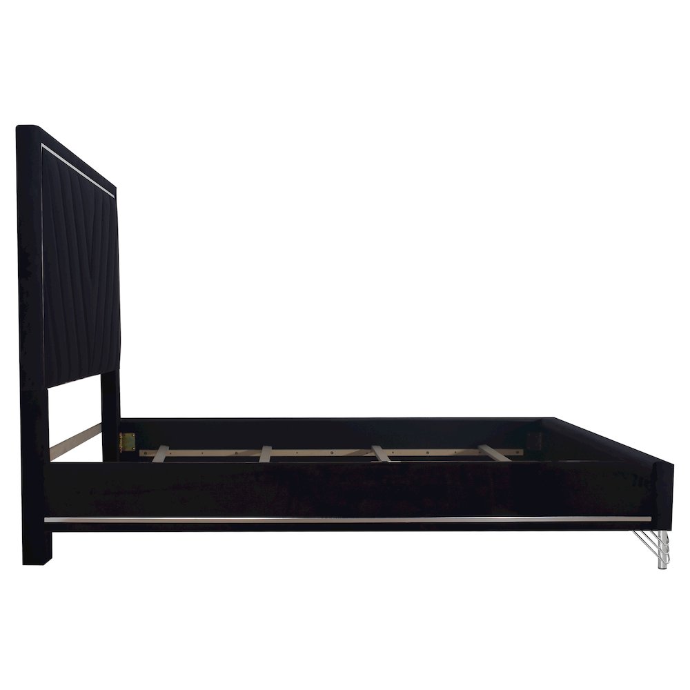 Ava 5-Pc Wood King Bedroom Set with Ns in Ebony Black