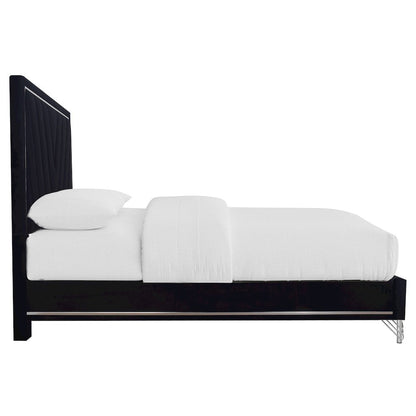 Ava 5-Pc Wood King Bedroom Set with Ns in Ebony Black