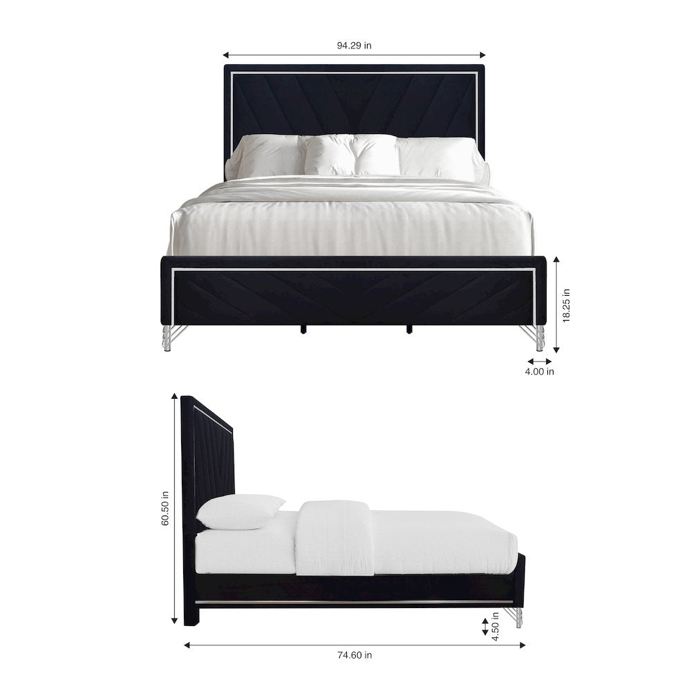Ava 5-Pc Wood Cal King Bedroom Set with Ns in Ebony Black
