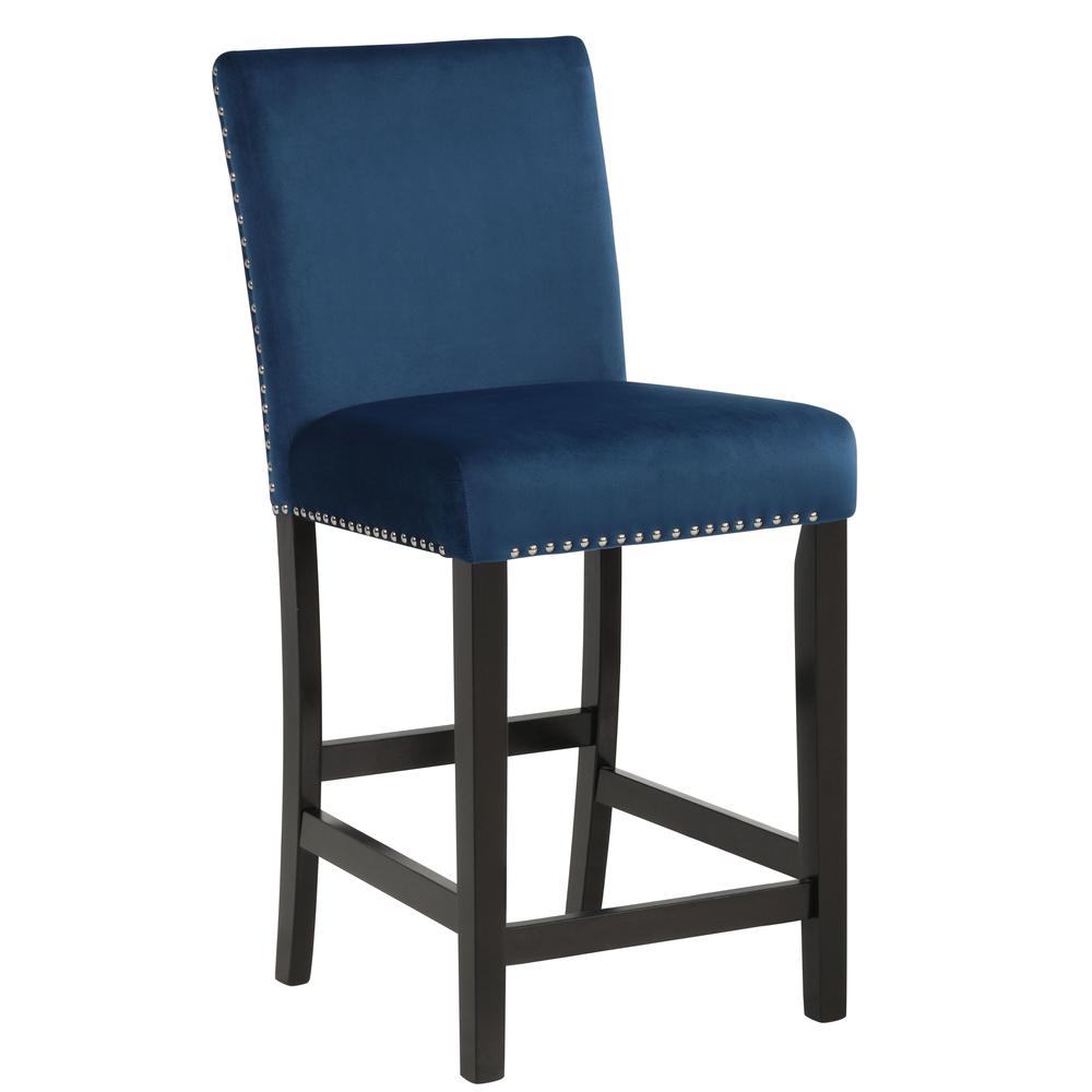 Furniture Celeste 39.5" Wood Counter Chair in Blue (Set of 2)
