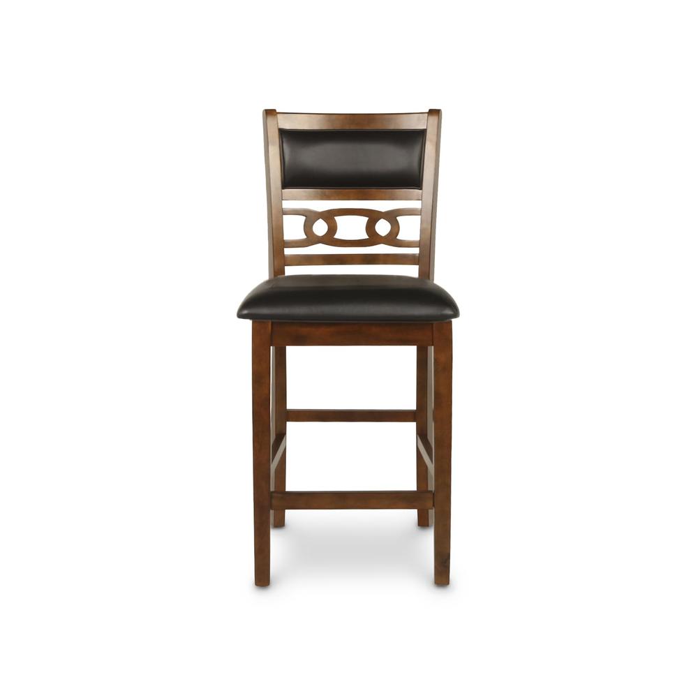 Gia Brown Wood Counter Chair with PU Seat (Set of 4)