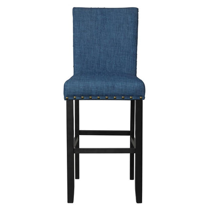 Furniture Crispin Solid Wood 29" Barstool - Marine Blue (Set of 2)