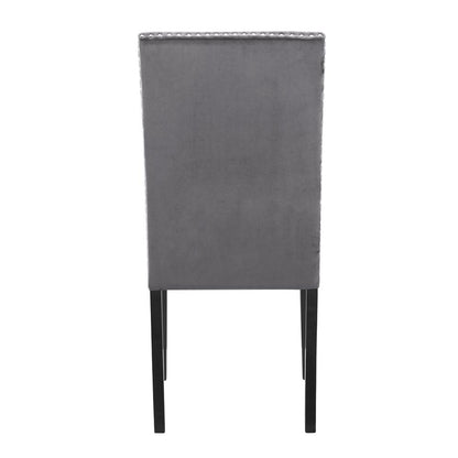 Furniture 37.75" Velvet & Wood Dining Chair in Gray (Set of 2)