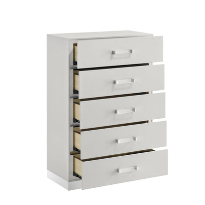 Europa 5-Piece Wood California King Bedroom Set (B/Dr/Mr/Ch/Ns), White