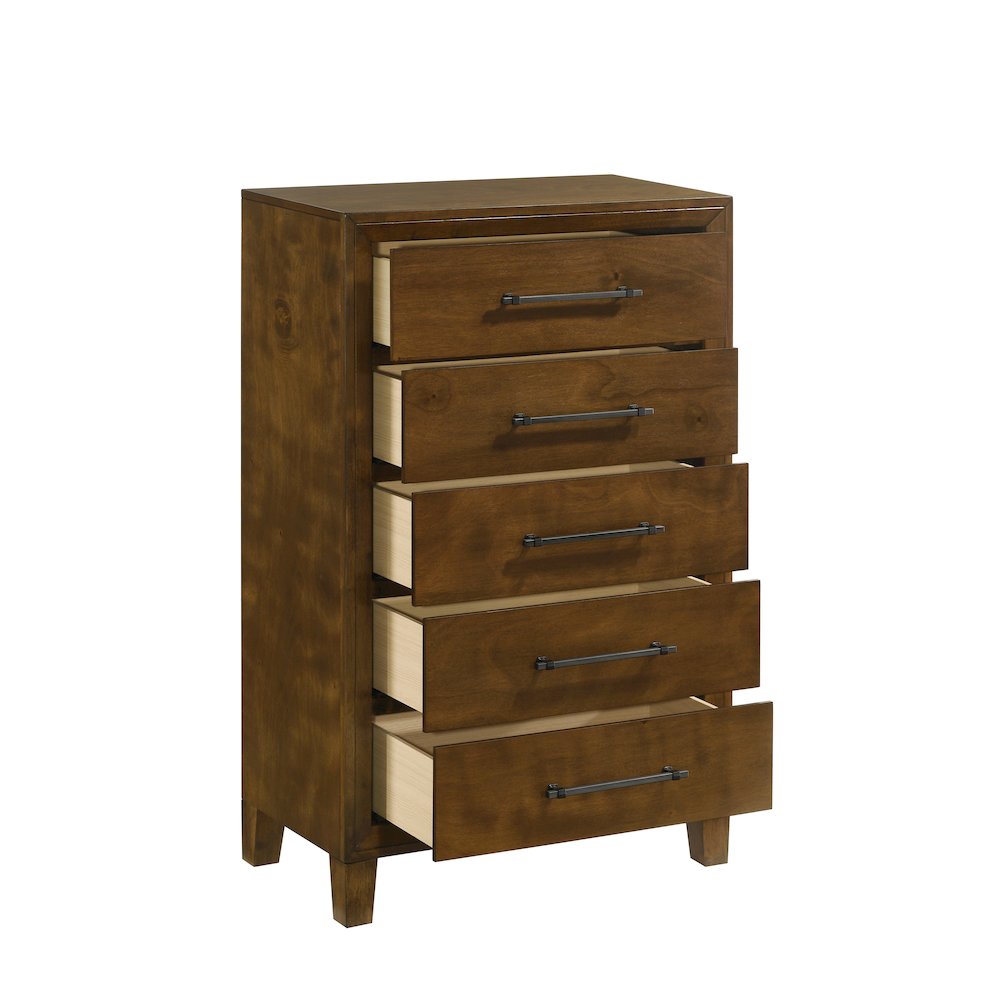 Ballard 5-Piece Wood Queen Bedroom Set w Chest in Walnut
