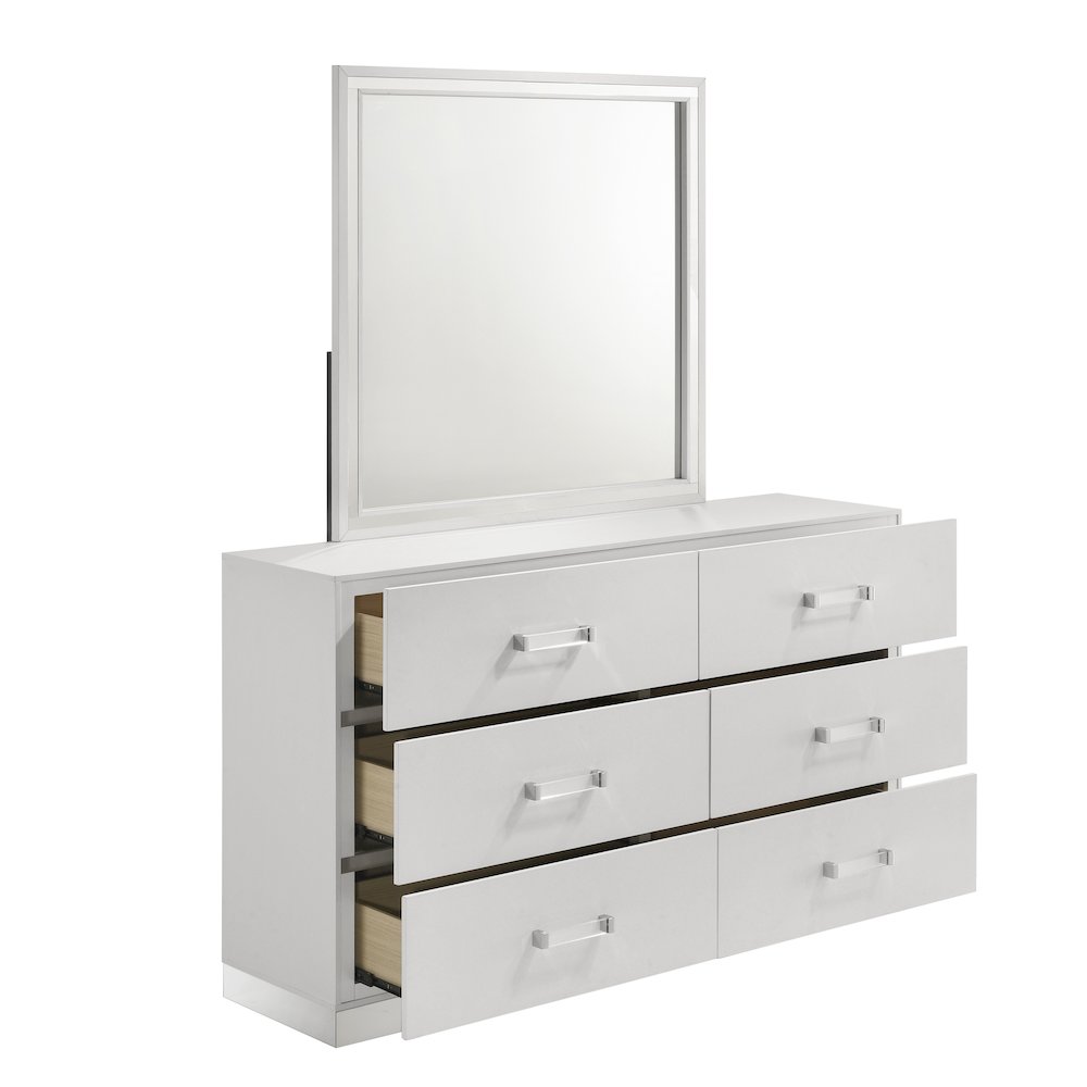Europa 4-Piece Wood California King Bedroom Set (B/Dr/Mr/Ns), White