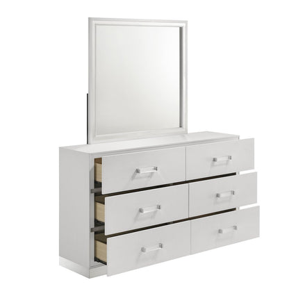 Europa 4-Piece Wood California King Bedroom Set (B/Dr/Mr/Ns), White