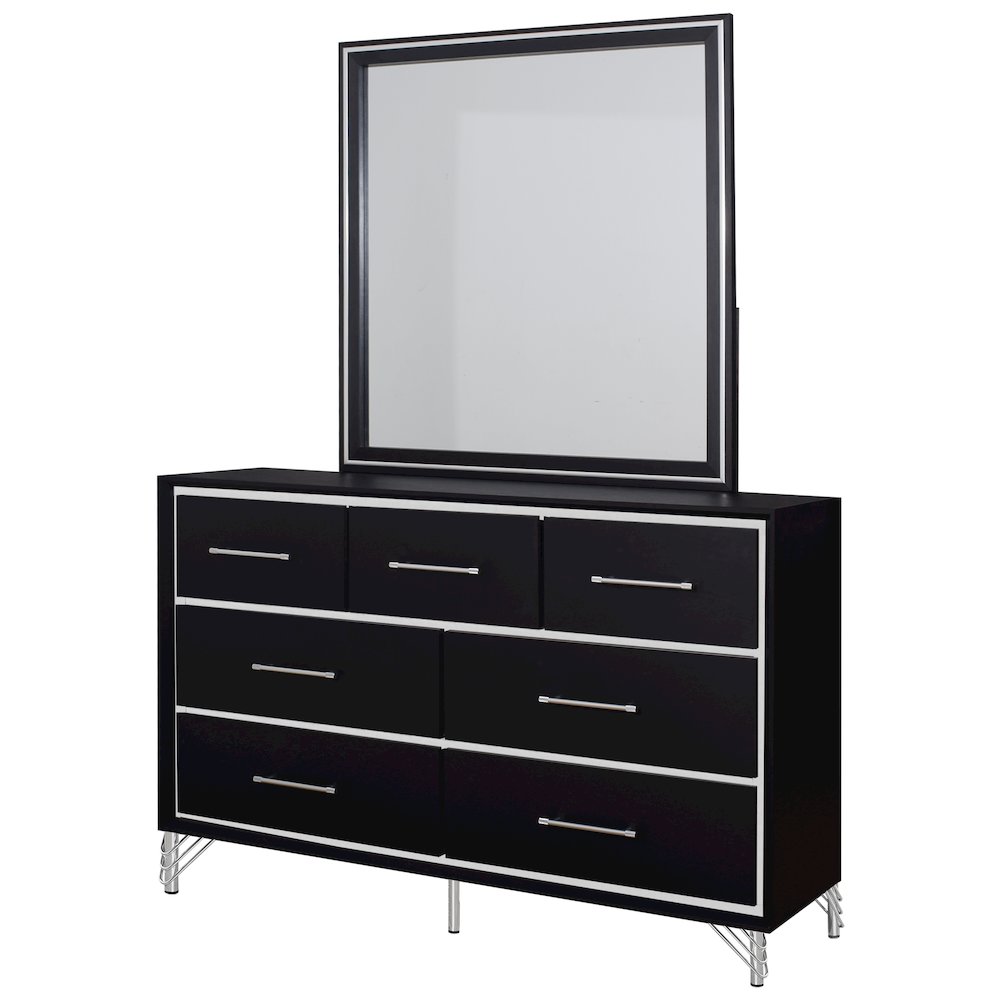 Ava 4-Pc Wood Cal King Bedroom Set w Chest in Ebony Black
