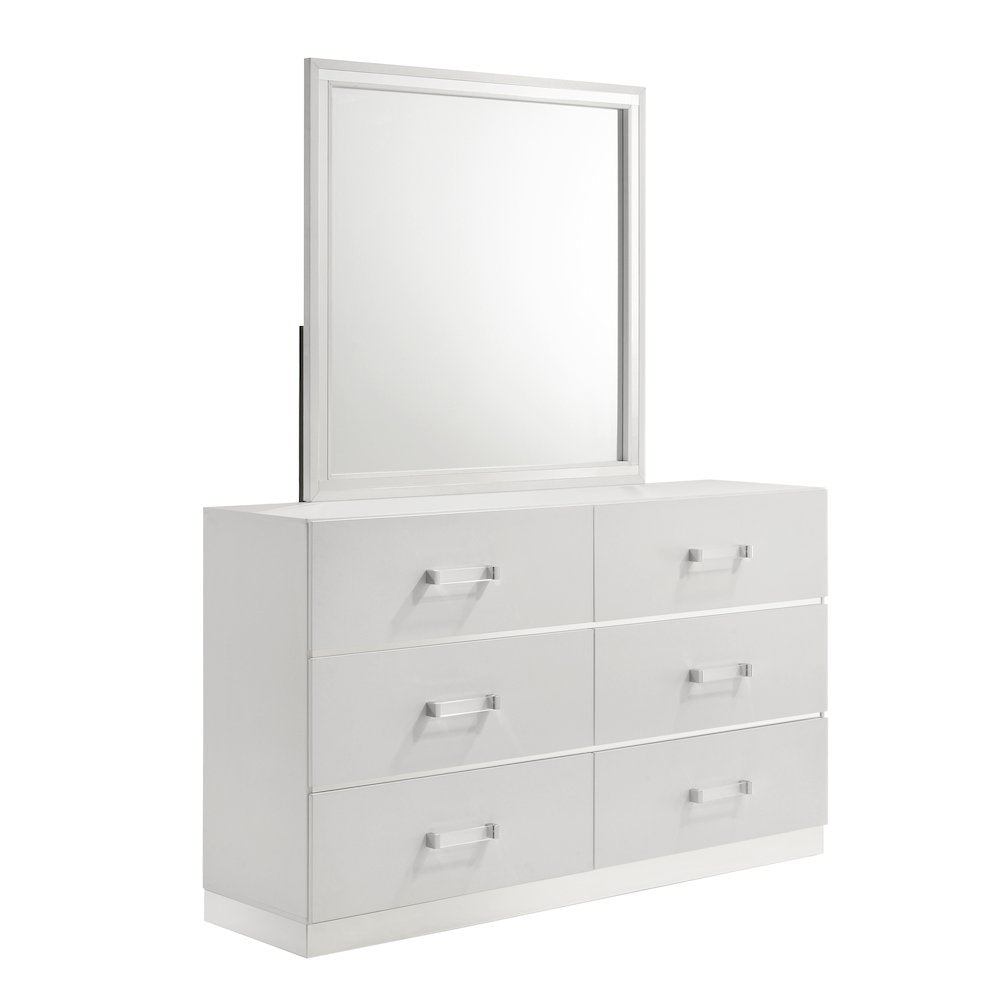 Europa 4-Piece Wood California King Bedroom Set (B/Dr/Mr/Ns), White