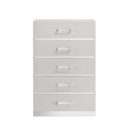 Europa 5-Piece Wood California King Bedroom Set (B/Dr/Mr/Ch/Ns), White