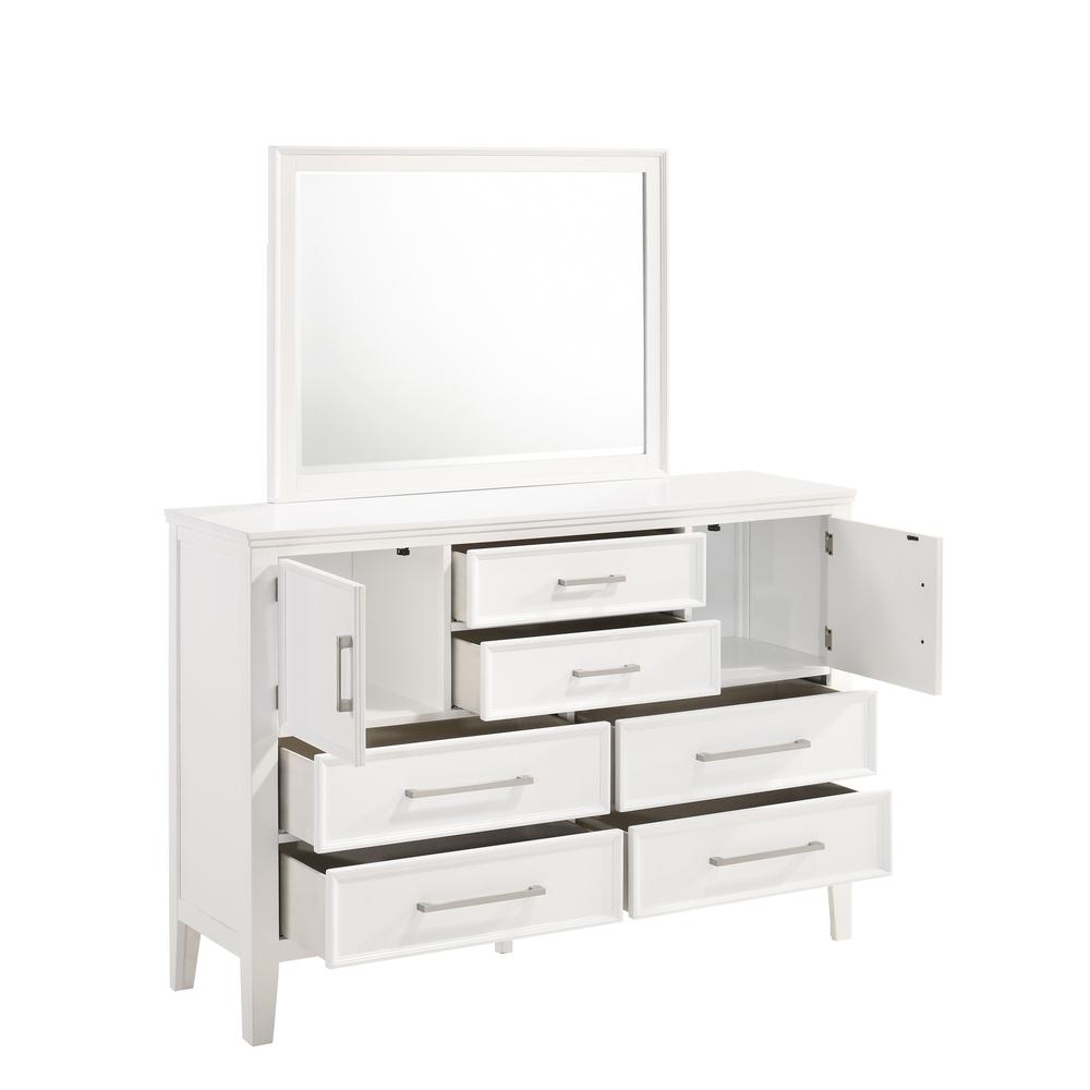 Furniture Andover Solid Wood Dresser with Mirror in White
