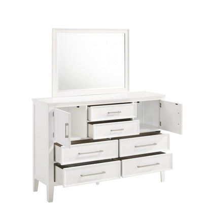 Furniture Andover Solid Wood Dresser with Mirror in White