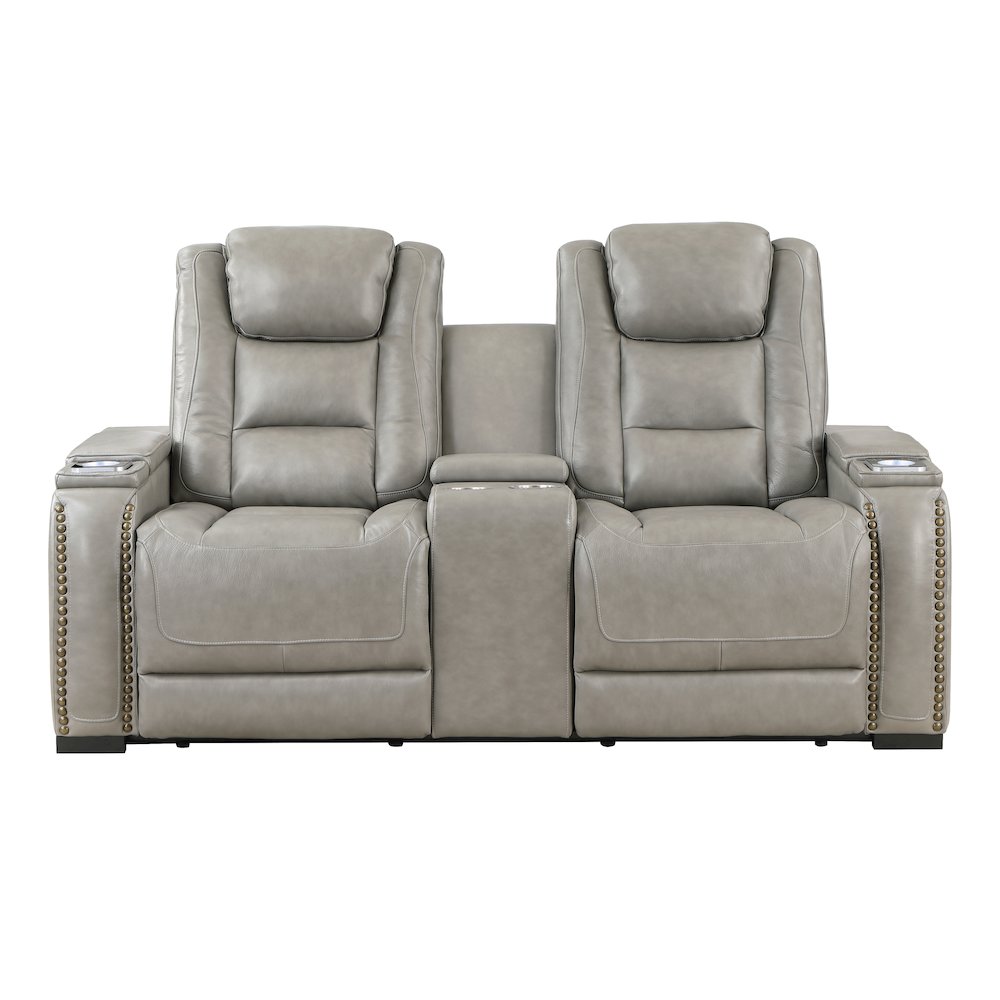 Breckenridge Console Loveseat W/ Pwr Fr & Hr-Lt Gray