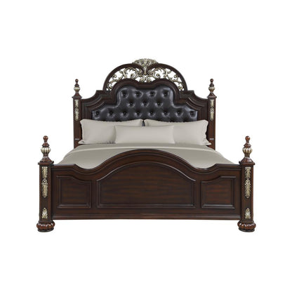 Furniture Maximus Contemporary Solid Wood 5/0 Q Bed in Brown