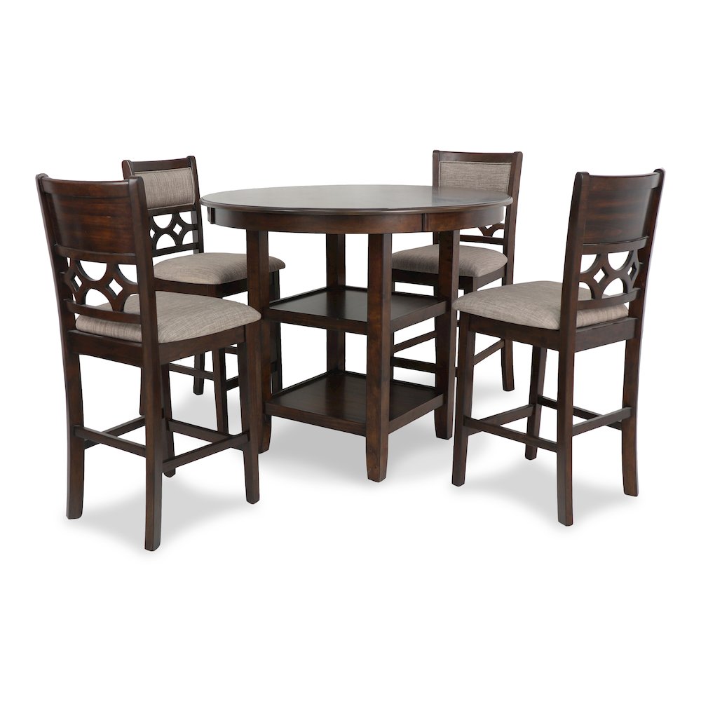 Furniture Mitchell 5-Piece Transitional Wood Counter Set in Cherry