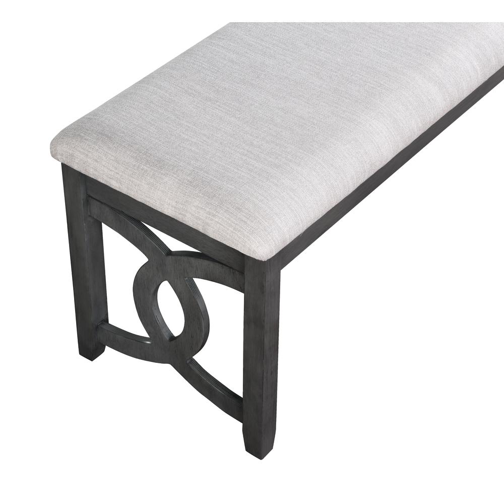 Furniture Gia 46" Solid Wood and Polyester Bench in Gray