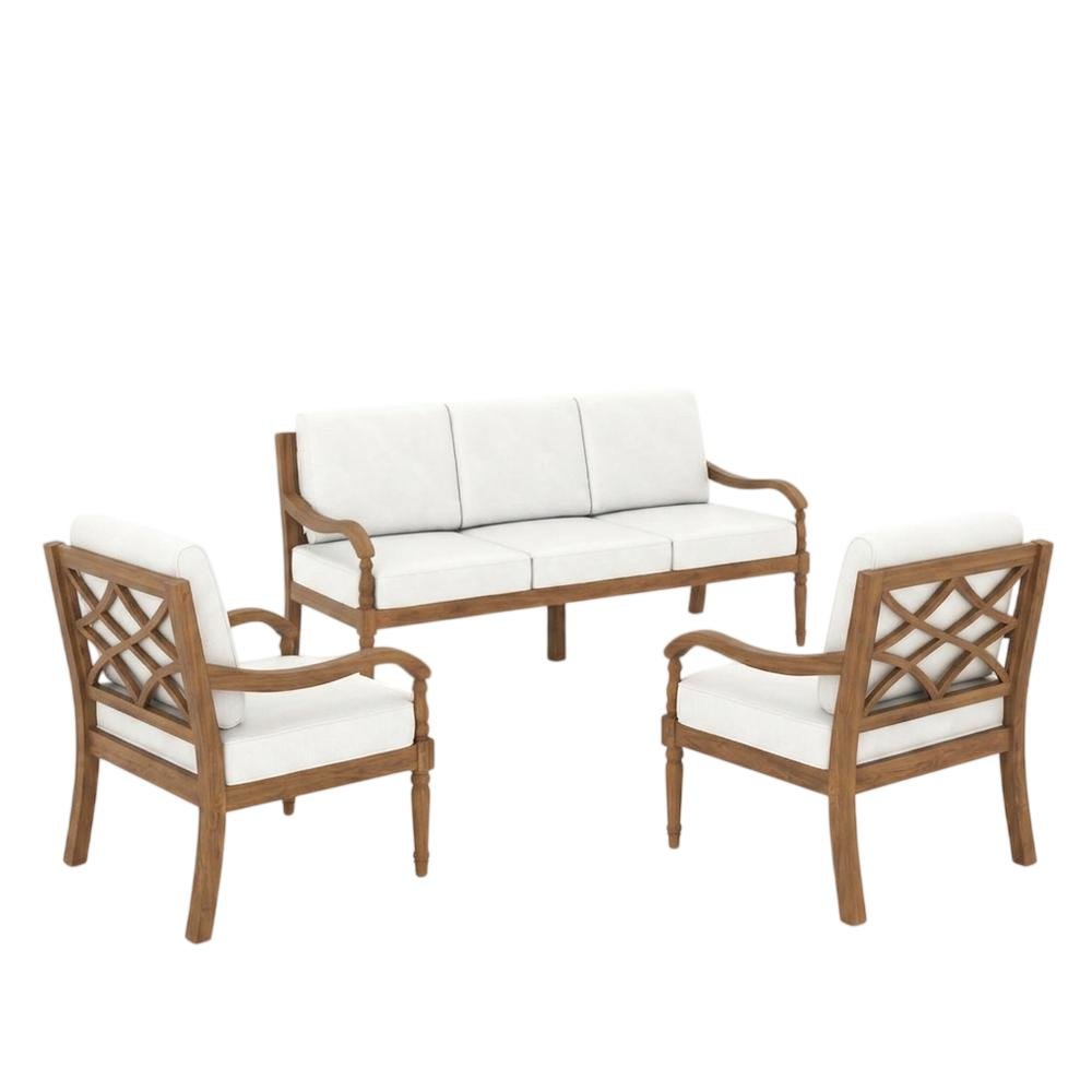 Solid Wood Patio Conversation Set for Deck, Porch, and Balcony Use, Natural