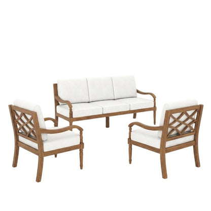 Solid Wood Patio Conversation Set for Deck, Porch, and Balcony Use, Natural