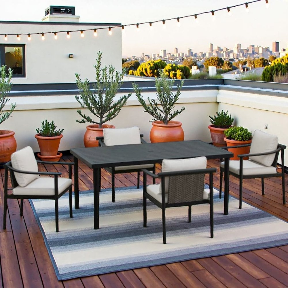 5 Piece Patio Furniture Set Aluminum Outdoor Table and Chairs