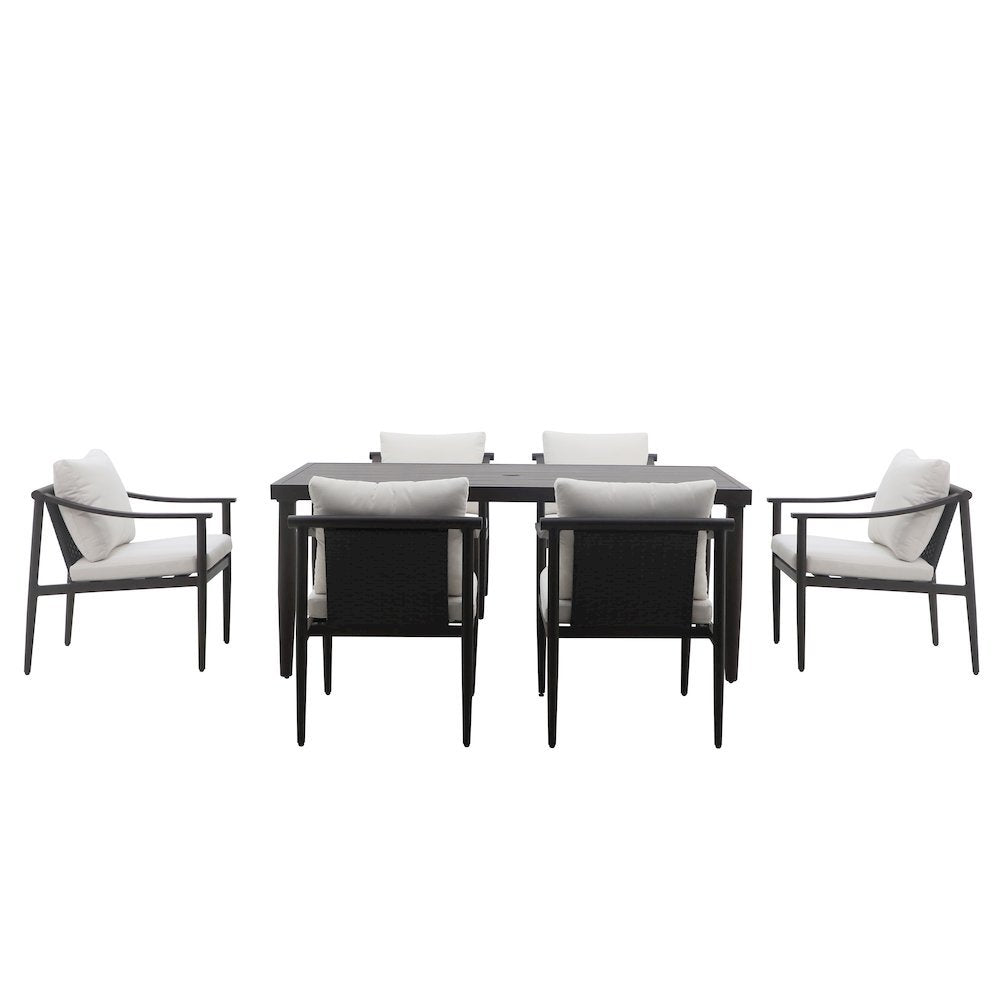 Brown Outdoor Dining Set, Patio Table and Chairs Set with Seating for 6