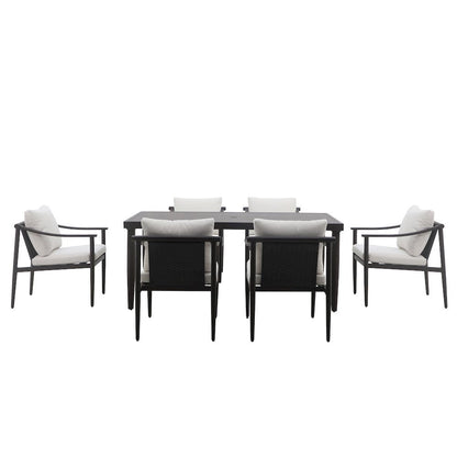 Brown Outdoor Dining Set, Patio Table and Chairs Set with Seating for 6