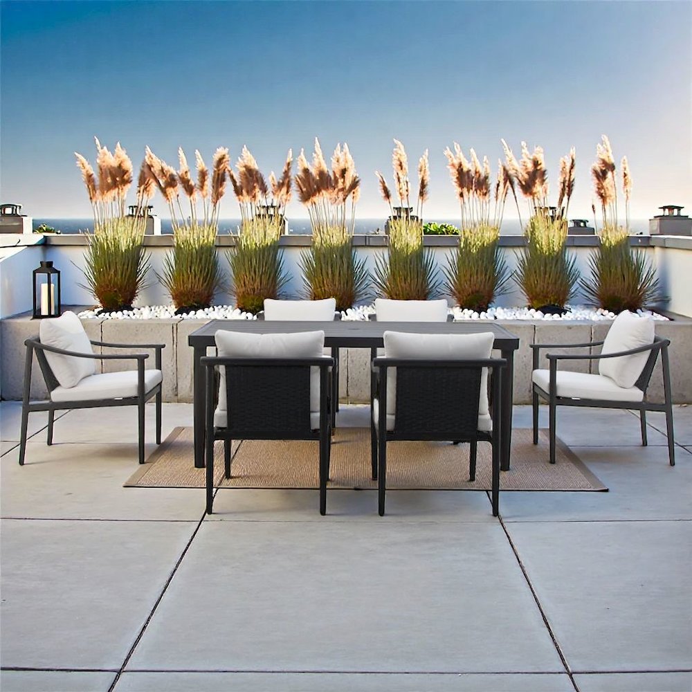 Brown Outdoor Dining Set, Patio Table and Chairs Set with Seating for 6