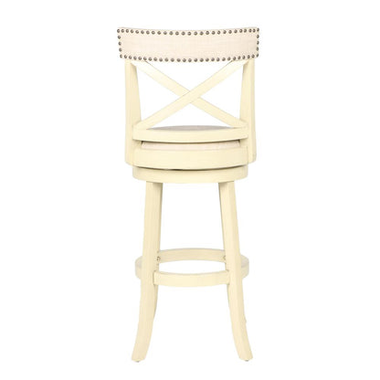 York White Solid Wood Swivel Bar Stool (Set of 2)