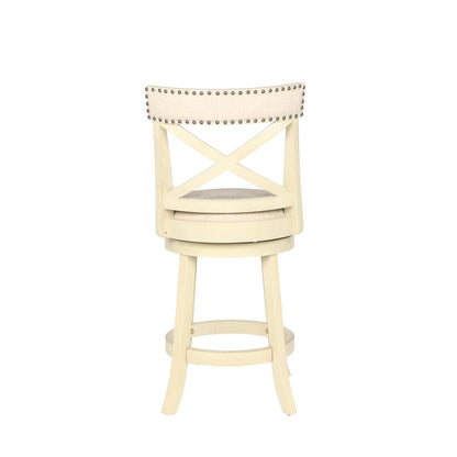 York White Solid Wood Swivel Counter Stool (Set of 2)