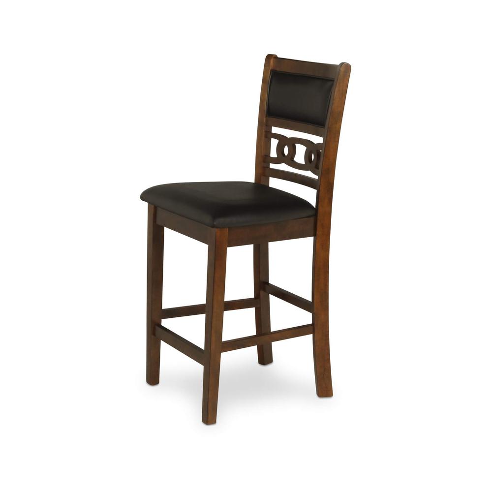 Gia Brown Wood Counter Chair with PU Seat (Set of 4)